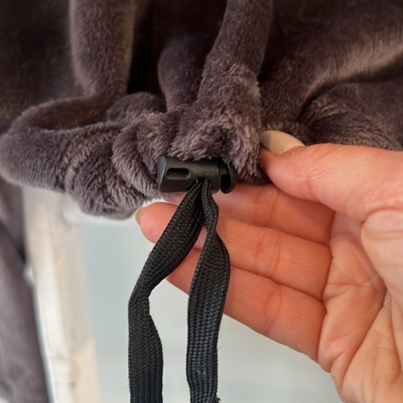 Urban outfitters cropped drawstring fleece teddy quarter zip brown pullover xs - Picture 3 of 6